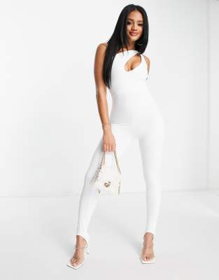 white fitted jumpsuit