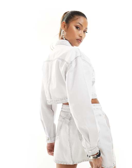 Oversized cropped denim jacket sale