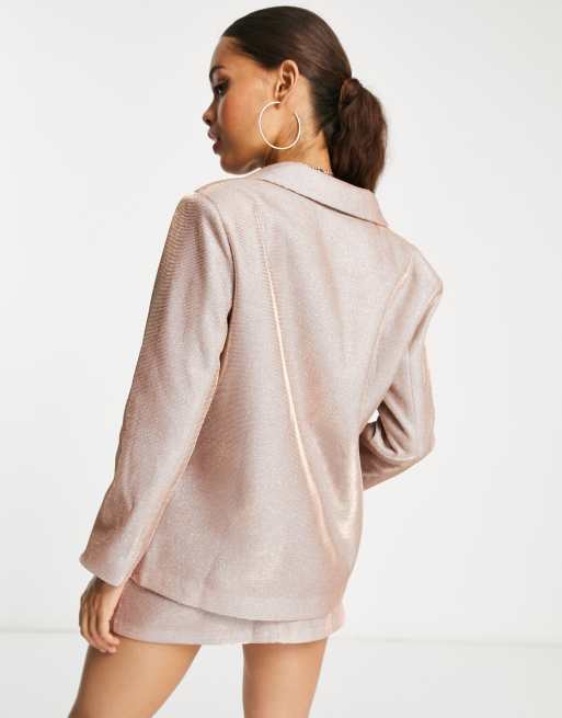 Simmi Petite - Blazer met glitter in roségoud, deel van co-ord set, 2 van 4