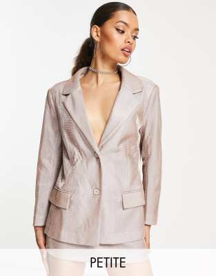 Simmi Clothing Simmi Petite glitter blazer co-ord in rose gold-Pink