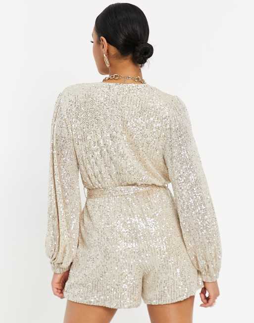 Sequin long cheap sleeve playsuit