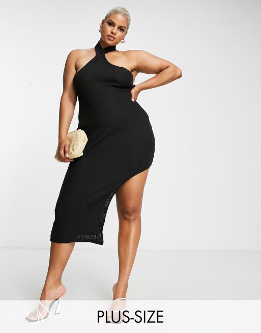 Black bodycon midi cheap dress plus size