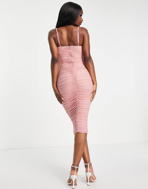 Blush pink ruched dress store