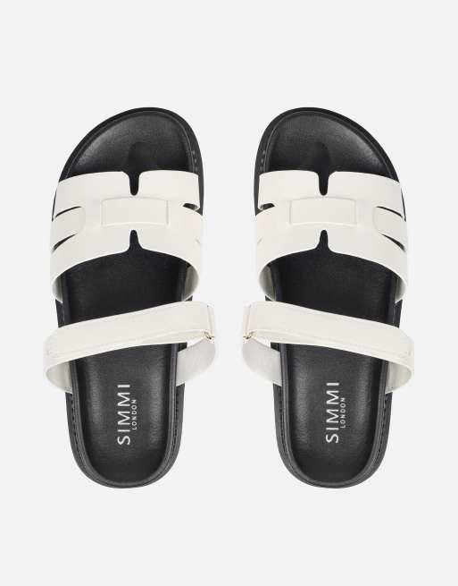 SIMMI Shoes Adelle box chunky footbed slides in white, 2 of 4