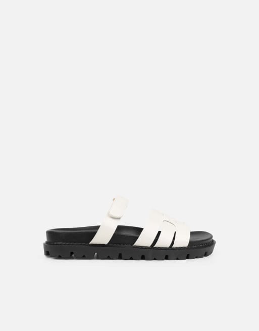 SIMMI Shoes Adelle box chunky footbed slides in white, 4 of 4