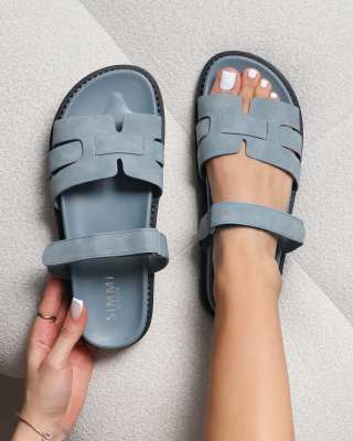  Adelle chunky footbed slides in baby blue