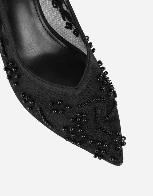 SIMMI Shoes Alizia embellished slingback courts in black mesh, 5 of 5