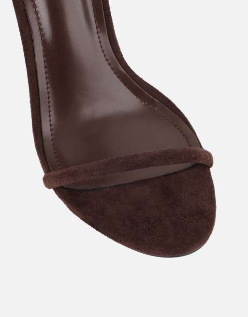 SIMMI Shoes Amari barely there heeled sandals in brown suede, 3 of 4