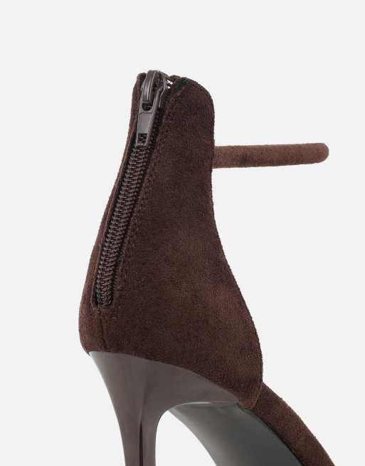 SIMMI Shoes Amari barely there heeled sandals in brown suede, 4 of 4