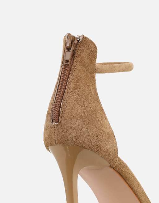 SIMMI Shoes Amari barely there heeled sandals in dark beige suede, 3 of 4