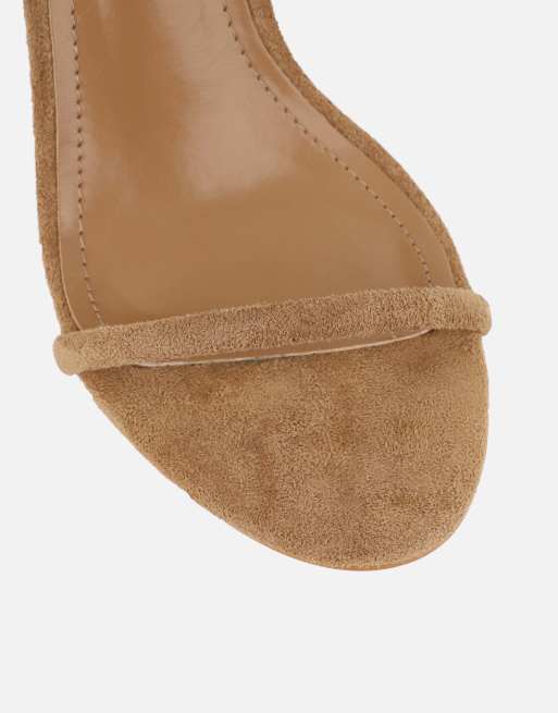 SIMMI Shoes Amari barely there heeled sandals in dark beige suede, 4 of 4