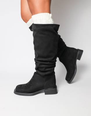 SIMMI Shoes Amrose ruched heeled boots  suede
