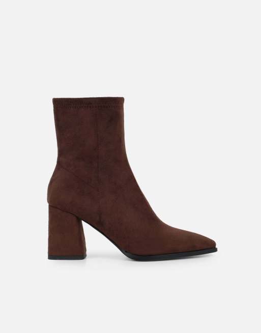 SIMMI Shoes Bark block heeled ankle boots in brown suedette, 2 of 4