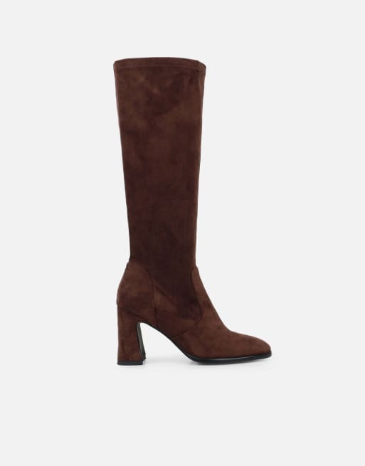 SIMMI Shoes Beatrix knee height boots in brown suedette, 2 of 4