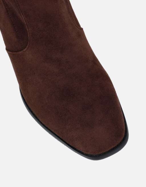 SIMMI Shoes Beatrix knee height boots in brown suedette, 4 of 4