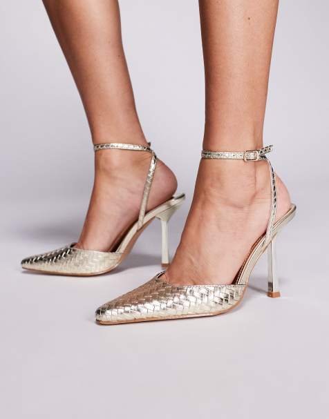 SIMMI Shoes Bebbo woven court shoes in gold - view 1