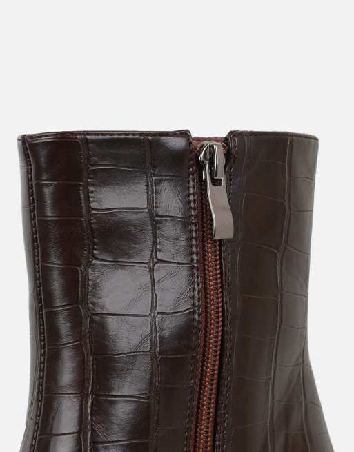 SIMMI Shoes Briar croc boots in brown croc, 3 of 4