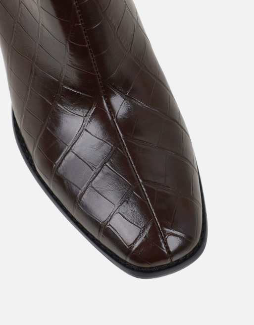 SIMMI Shoes Briar croc boots in brown croc, 4 of 4
