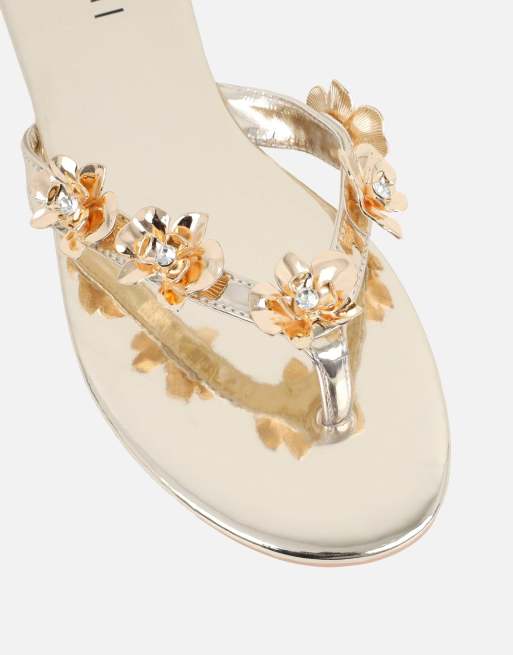 SIMMI Shoes Carissa mirror embellished flat sandals in gold mirror, 4 of 4