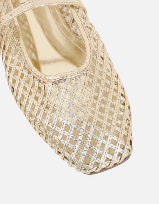 SIMMI Shoes Cecilia woven mesh ballet flats in gold metallic, 4 of 4