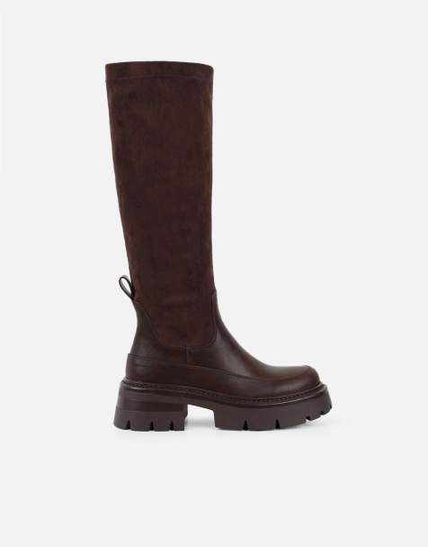 SIMMI Shoes Chorley microfibre stretch chunky boots in brown - view 1