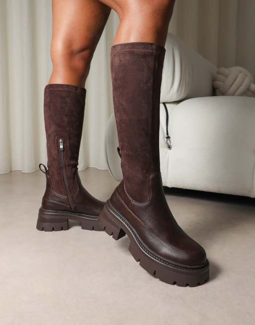 SIMMI Shoes Chorley microfibre stretch chunky boots in brown, 2 of 4
