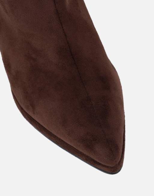 SIMMI Shoes Clarke ruched boots in brown suedette, 4 of 4