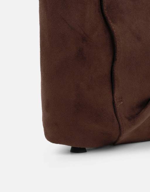 SIMMI Shoes Dixee ruched foldover pixie boots in brown suedette, 3 of 4