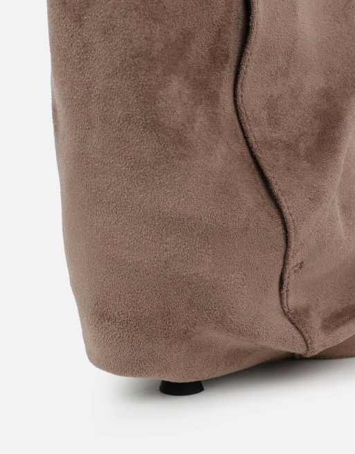 SIMMI Shoes Dixee ruched foldover pixie boots in taupe suedette, 3 of 4