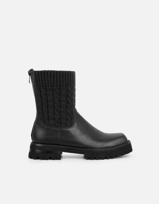 SIMMI Shoes Drew black knit ankle boots in black knit, 2 of 4
