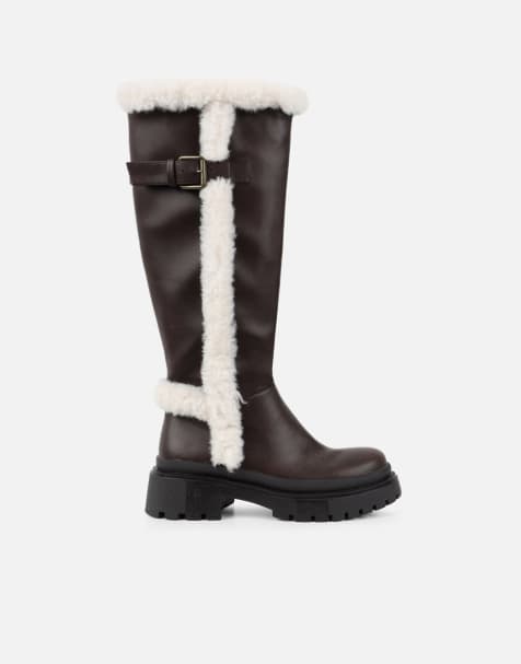 SIMMI Shoes Earhart faux fur detail chunky boots in brown - view 1