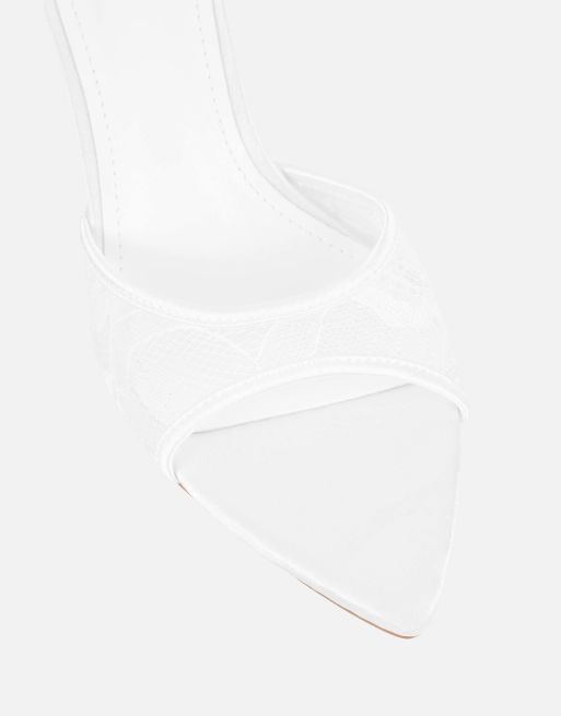 SIMMI Shoes Fiorella mules wide fit in white lace, 4 of 4