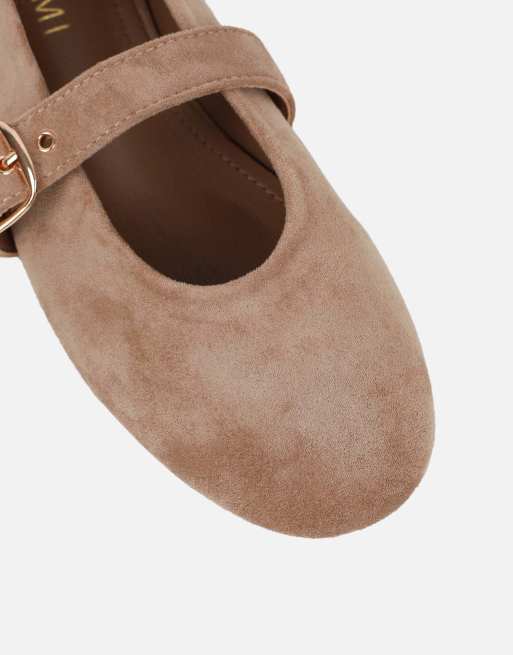 SIMMI Shoes Fleur buckle ballets flat in beige suede, 4 of 4
