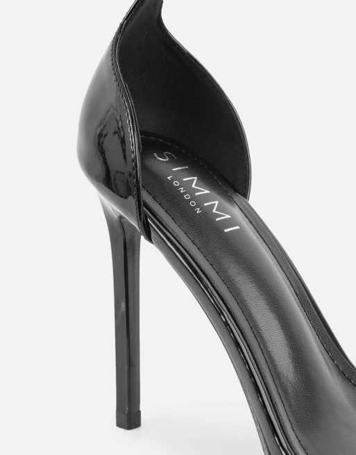 SIMMI Shoes Gabby barely there heeled sandals in black patent, 4 of 4