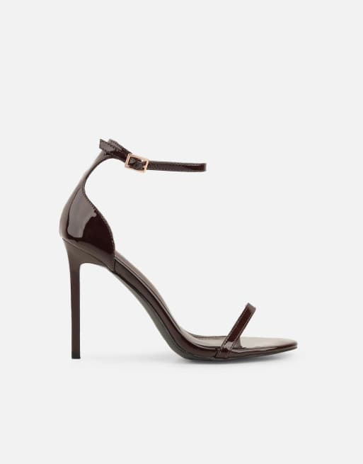 SIMMI Shoes Gabby barely there heeled sandals in brown patent, 2 of 4