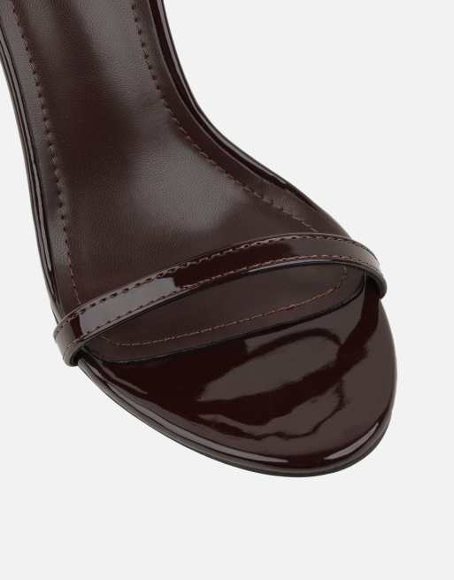 SIMMI Shoes Gabby barely there heeled sandals in brown patent, 4 of 4