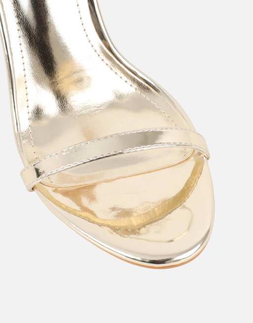 SIMMI Shoes Gabby barely there heeled sandals in gold mirror, 3 of 4