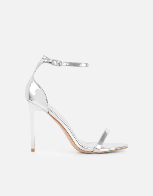 SIMMI Shoes Gabby barely there heeled sandals in silver mirror, 2 of 4