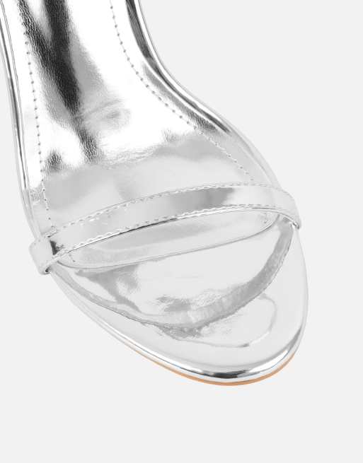 SIMMI Shoes Gabby barely there heeled sandals in silver mirror, 4 of 4