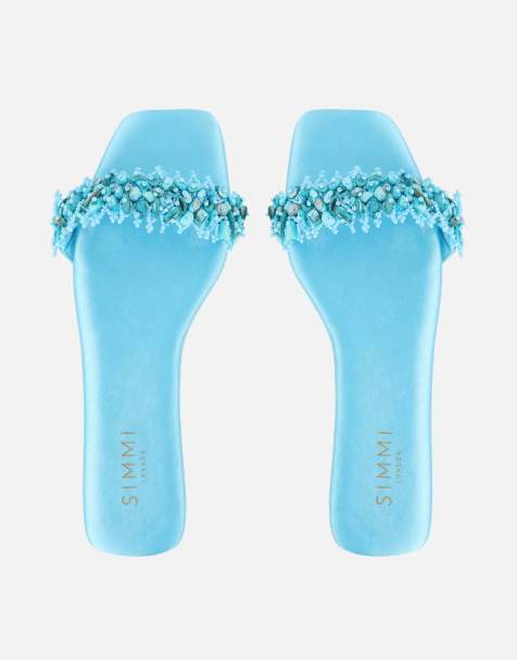 SIMMI Shoes Hatty slip on flat sandals in blue - view 1