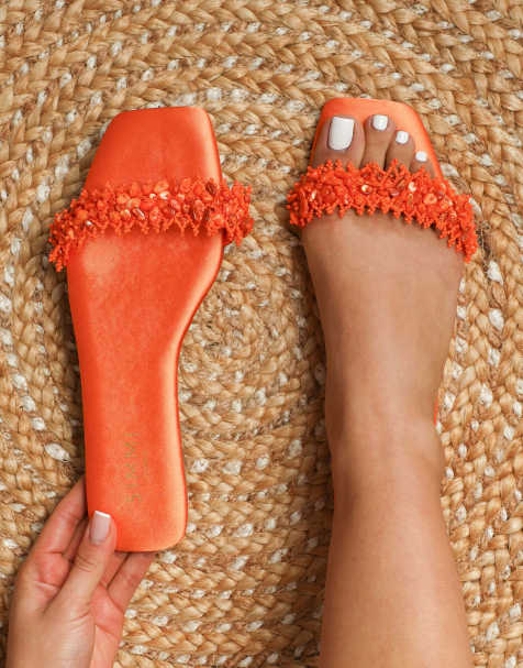 SIMMI Shoes Hatty slip on flat sandals in orange - view 1