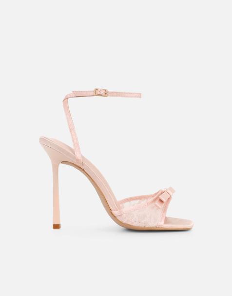SIMMI Shoes Janeena lace bow detail heeled sandals in blush - view 1