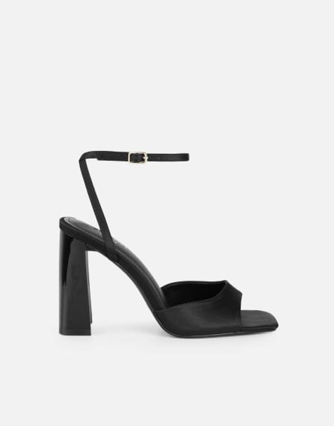 SIMMI Shoes Jeena block heeled sandals in black satin - view 1