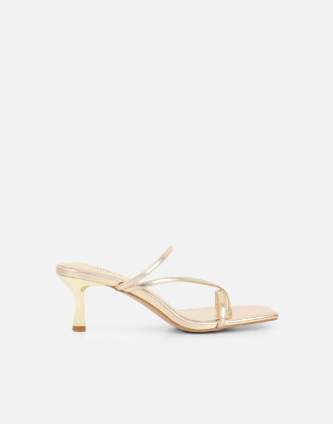SIMMI Shoes Jenna toe thong mules in gold metallic - view 1
