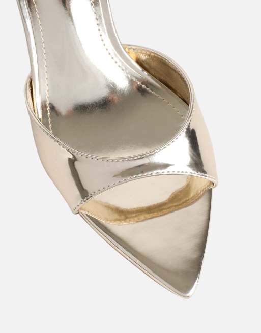 SIMMI Shoes Jerez peep toe heeled sandals in gold mirror, 3 of 4