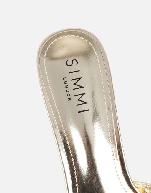 SIMMI Shoes Jerez peep toe heeled sandals in gold mirror, 4 of 4