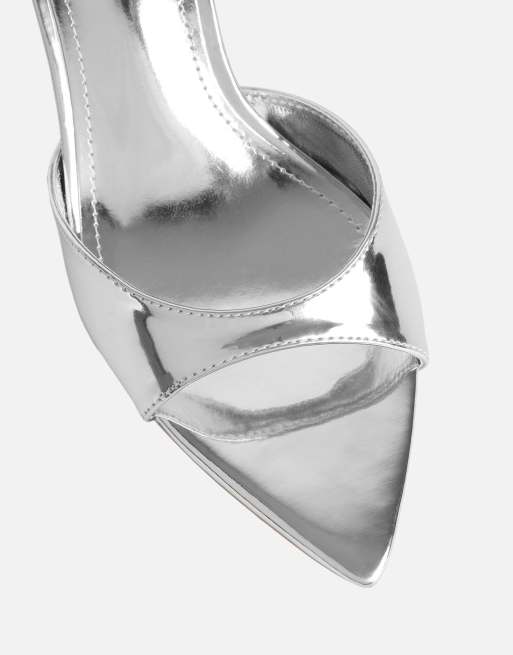 SIMMI Shoes Jerez peep toe heeled sandals in silver mirror, 4 of 4