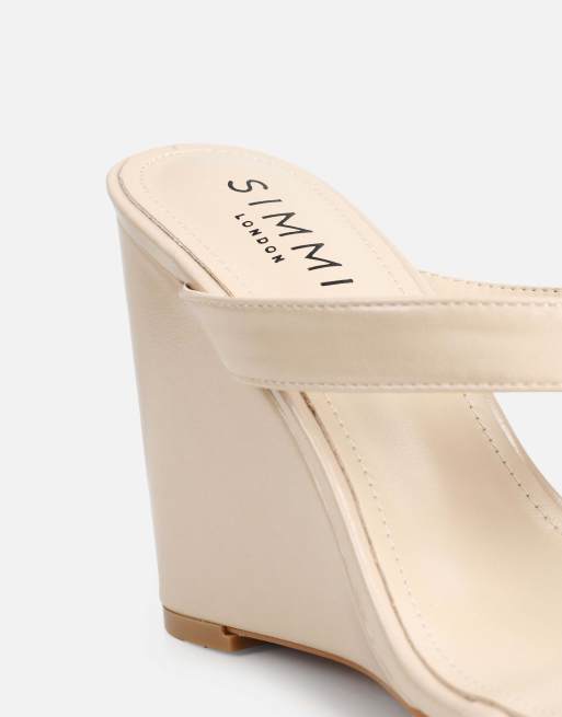 SIMMI Shoes Jodie toe thong wedge sandals in beige, 3 of 4