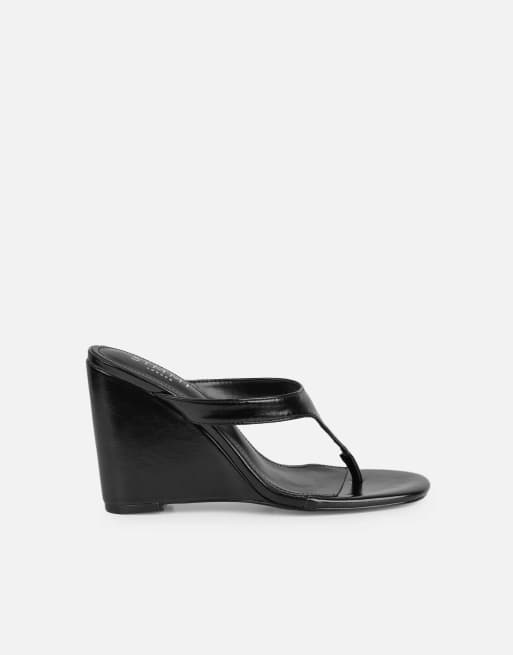 SIMMI Shoes Jodie toe thong wedge sandals in black, 2 of 4