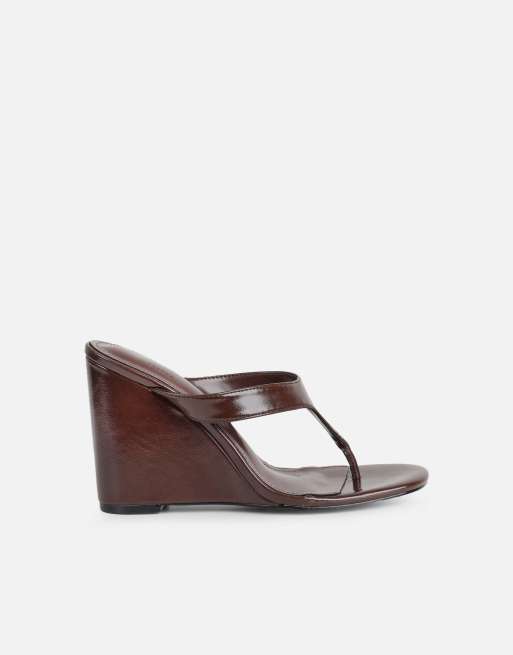 SIMMI Shoes Jodie toe thong wedge sandals in brown, 2 of 4